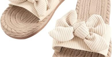 GORGLITTER Women's Bow Flat Sandals Straw Open Toe Dressy Boho Summer Beach Sandals